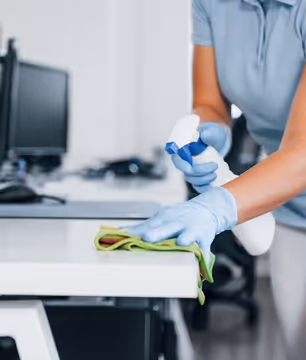 close up of a counter being cleaned